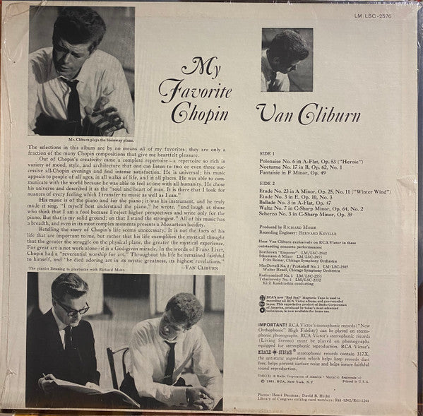 Van Cliburn, Chopin* : My Favorite Chopin (LP, RE, Ind)