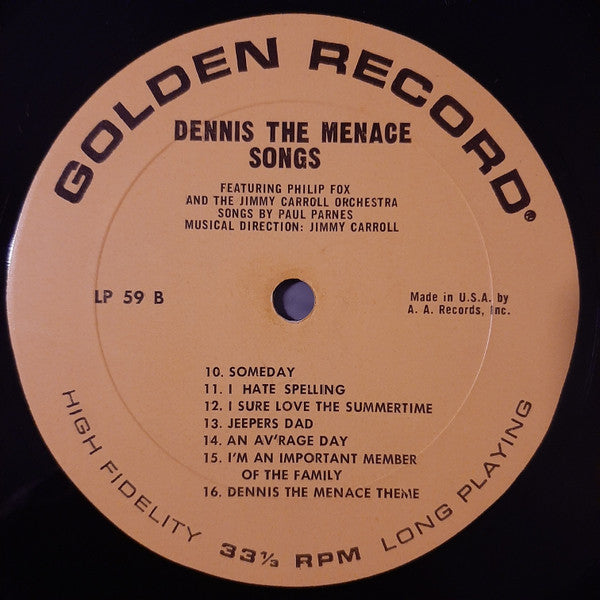 Paul Parnes, The Sandpiper Chorus, Jimmy Carroll And His Orchestra : Hank Ketcham's Dennis The Menace Songs (LP, Album, RP)