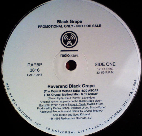 Black Grape : Reverend Black Grape (12", Promo)