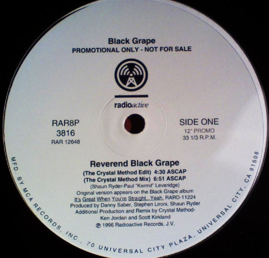 Black Grape : Reverend Black Grape (12", Promo)