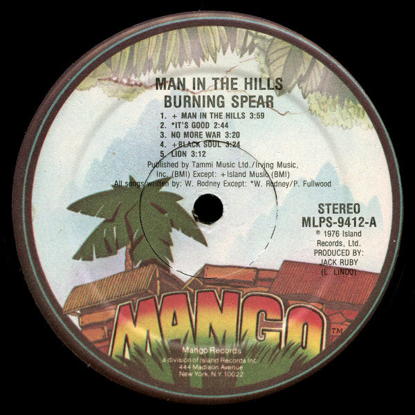 Burning Spear : Man In The Hills (LP, Album, RE, Kee)