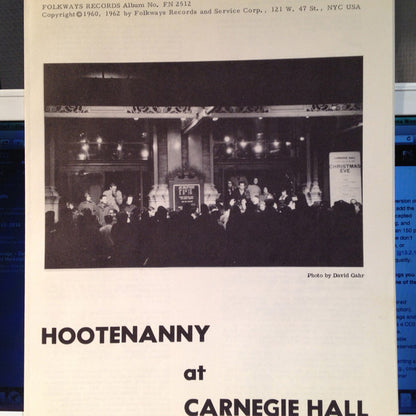 Various : Hootenanny At Carnegie Hall (LP, Album, RE, 121)