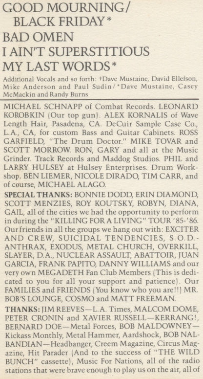 Megadeth : Peace Sells...But Who's Buying? (Cass, Album, Dol)