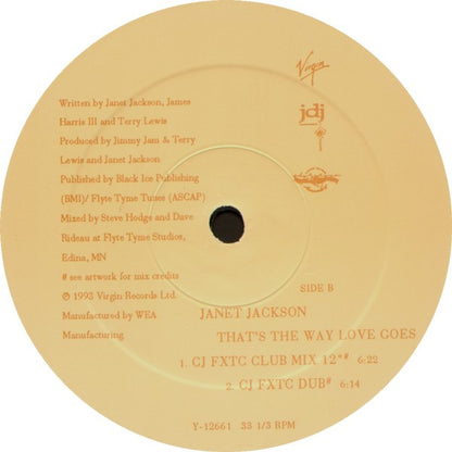 Janet Jackson : That's The Way Love Goes (12", Single)