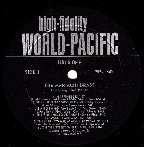 The Mariachi Brass Featuring Chet Baker : Hats Off (LP, Album, Mono, RCA)