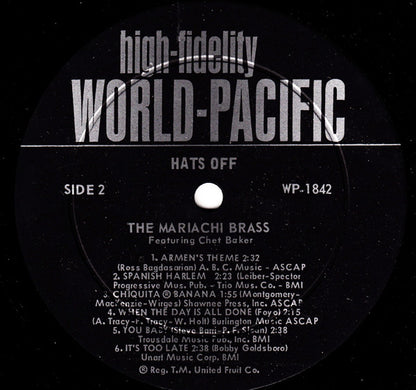 The Mariachi Brass Featuring Chet Baker : Hats Off (LP, Album, Mono, RCA)