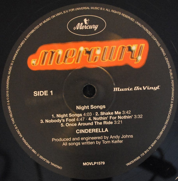Cinderella (3) : Night Songs (LP, Album, RE, 180)