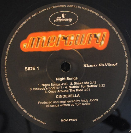 Cinderella (3) : Night Songs (LP, Album, RE, 180)
