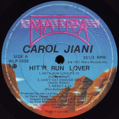 Carol Jiani : Hit'n Run Lover (LP, Album)