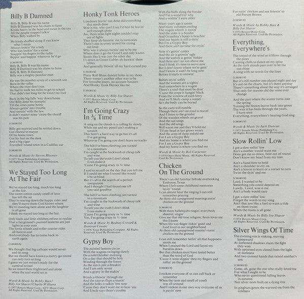 Billy Joe Shaver : Gypsy Boy (LP, Album, Pit)