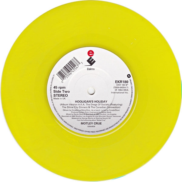 Mötley Crüe : Hooligan's Holiday (7", Single, Ltd, Yel)