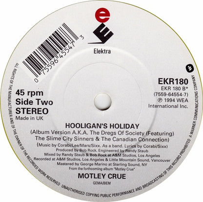 Mötley Crüe : Hooligan's Holiday (7", Single, Ltd, Yel)