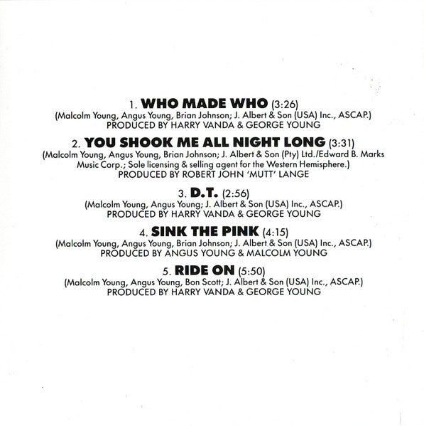 AC/DC : Who Made Who (CD, Album, Comp, RE)