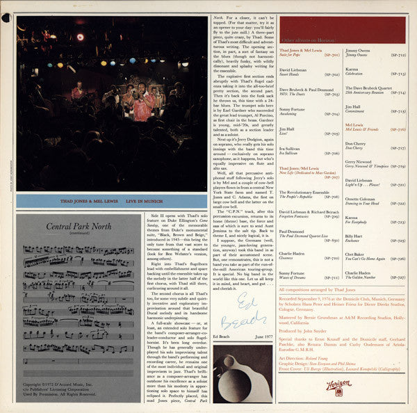 Thad Jones & Mel Lewis : Live In Munich (LP, Album, Gat)