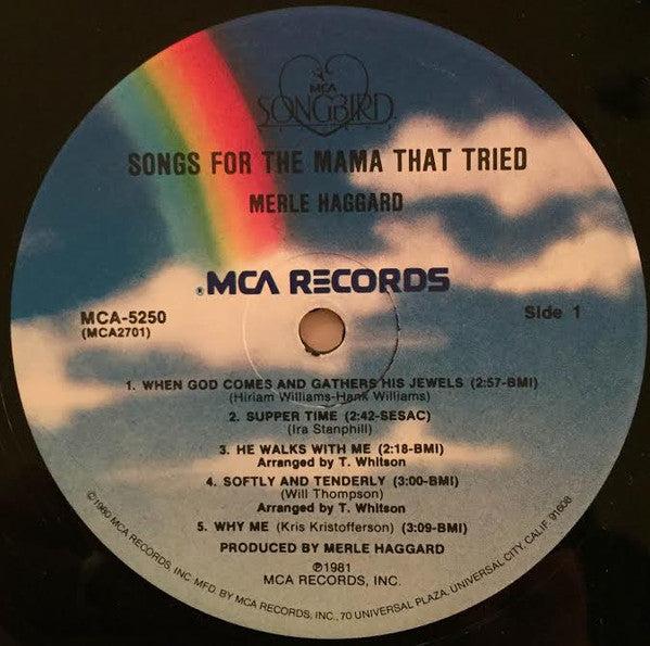 Merle Haggard : Songs For The Mama That Tried (LP, Album, Pin)