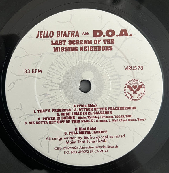 Jello Biafra, D.O.A. (2) : Last Scream Of The Missing Neighbors (LP, Album, RE)