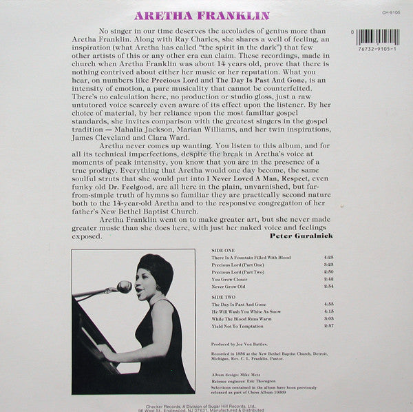 Aretha Franklin : Aretha Gospel (LP, Album, Mono, RE)