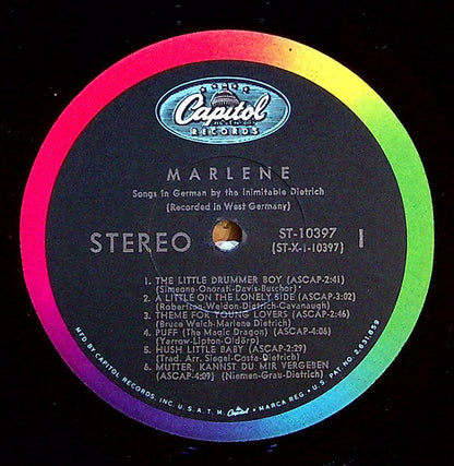 Marlene Dietrich : Songs In German By The Inimitable Dietrich (LP, Album, Scr)