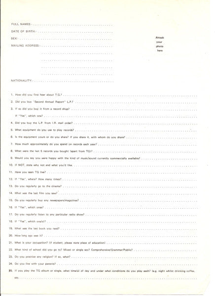 T.G.* : The Second Annual Report (LP, Album, RE, RP)