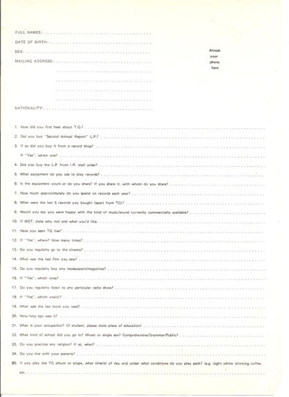 T.G.* : The Second Annual Report (LP, Album, RE, RP)