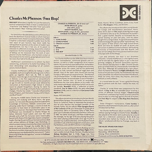 Charles McPherson : Free Bop! (LP, Album)