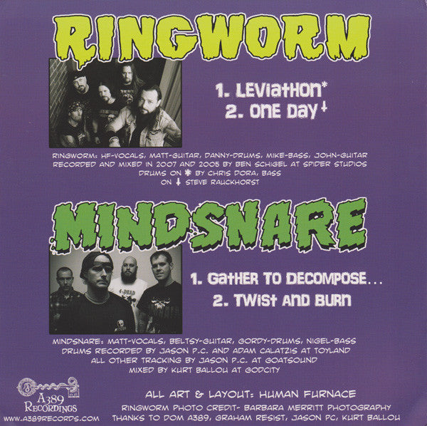 Ringworm / Mindsnare : Your Soul Belongs To Us... (7", Ltd, Pur)