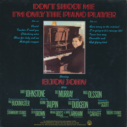 Elton John : Don't Shoot Me I'm Only The Piano Player (LP, Album, Club, RP, CRC)