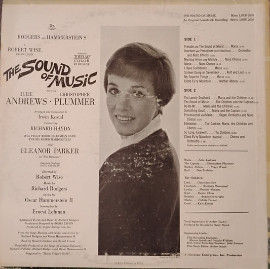 Rodgers & Hammerstein / Julie Andrews, Christopher Plummer, Irwin Kostal : The Sound Of Music (An Original Soundtrack Recording) (LP, Album, RE, Non)