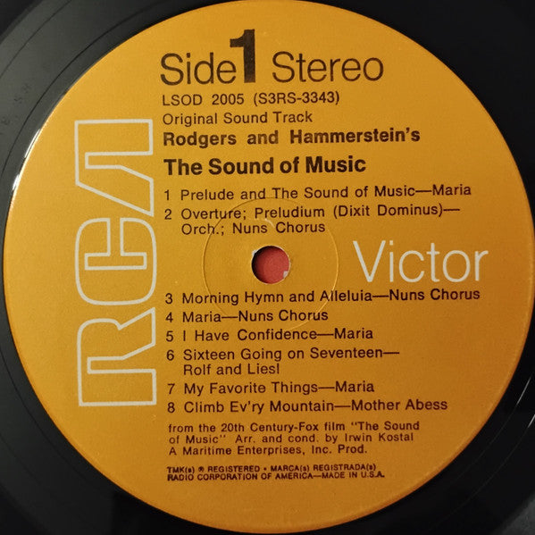 Rodgers & Hammerstein / Julie Andrews, Christopher Plummer, Irwin Kostal : The Sound Of Music (An Original Soundtrack Recording) (LP, Album, RE, Non)