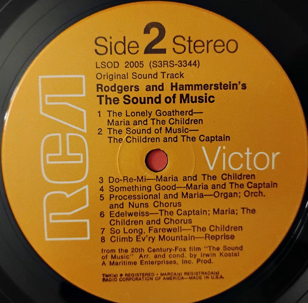Rodgers & Hammerstein / Julie Andrews, Christopher Plummer, Irwin Kostal : The Sound Of Music (An Original Soundtrack Recording) (LP, Album, RE, Non)