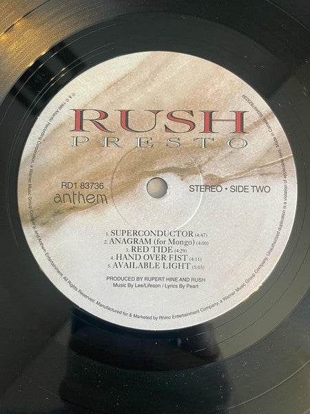 Rush : Presto (LP, Album, RE, RM, 180)