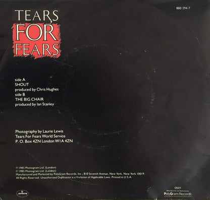 Tears For Fears : Shout (7", Single, Styrene, 19)