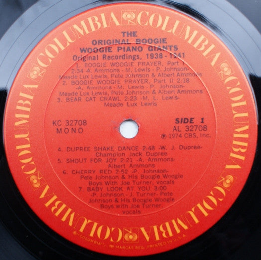 Various : The Original Boogie Woogie Piano Giants (LP, Album, Comp, Mono)