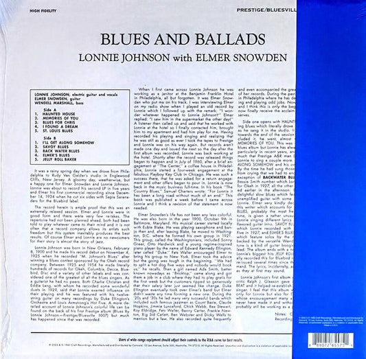 Lonnie Johnson (2) With Elmer Snowden : Blues & Ballads (LP, Album, RE, 180)