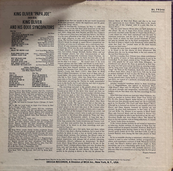 King Oliver : Papa Joe (1926-1928) (LP, Comp, RE)
