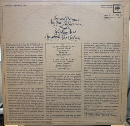 Joseph Haydn - New York Philharmonic, Leonard Bernstein : Symphony No. 84 - Symphony No. 85 "La Reine" (LP, Mono)