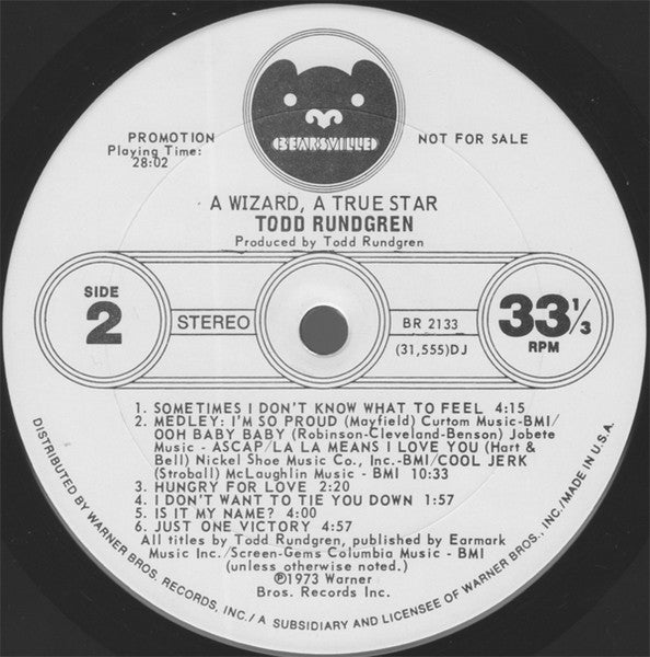 Todd Rundgren : A Wizard, A True Star (LP, Album, Promo, Die)