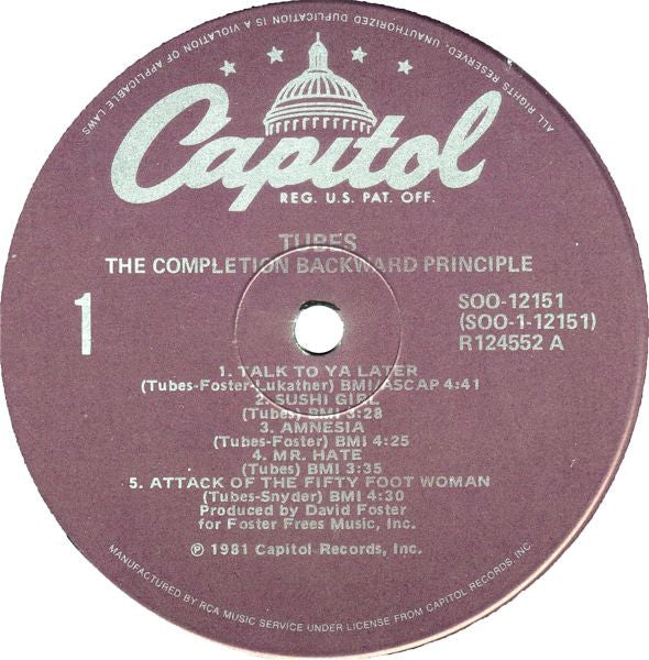 Tubes* : The Completion Backward Principle (LP, Album, Club)