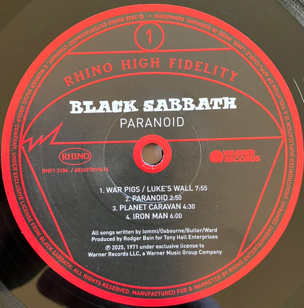 Black Sabbath : Paranoid (LP, Album, Ltd, RE, 180)