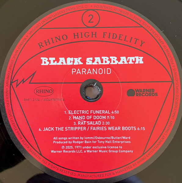 Black Sabbath : Paranoid (LP, Album, Ltd, RE, 180)