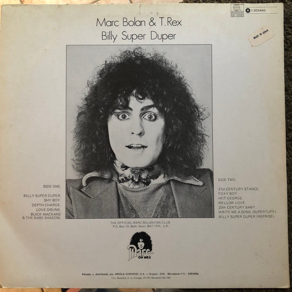Marc Bolan & T. Rex : Billy Super Duper (LP, Album)