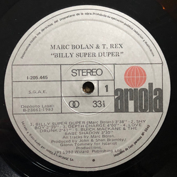 Marc Bolan & T. Rex : Billy Super Duper (LP, Album)