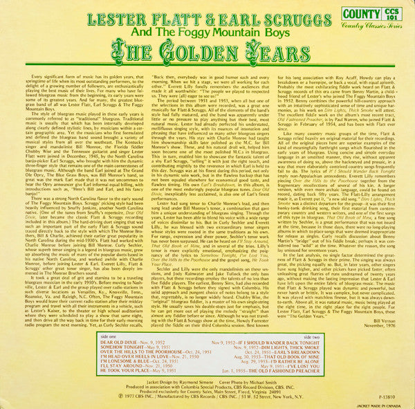 Lester Flatt & Earl Scruggs* And The Foggy Mountain Boys : The Golden Years (LP, Comp)