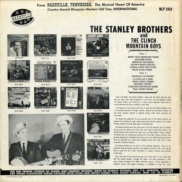 The Stanley Brothers And The Clinch Mountain Boys : Mountain Song Favorites (LP, Album, Mono, RE, Com)
