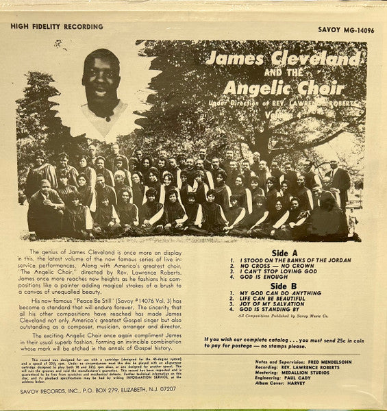 James Cleveland* With The Angelic Choir : Volume 4 "I Stood On The Banks Of The Jordan" (LP, Album, RP)