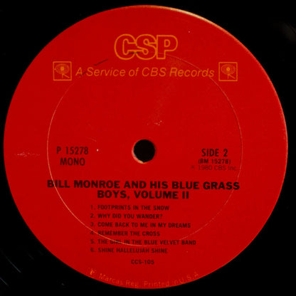 Bill Monroe & His Blue Grass Boys : The Classic Bluegrass Recordings Volume 2 (LP, Comp, Mono)