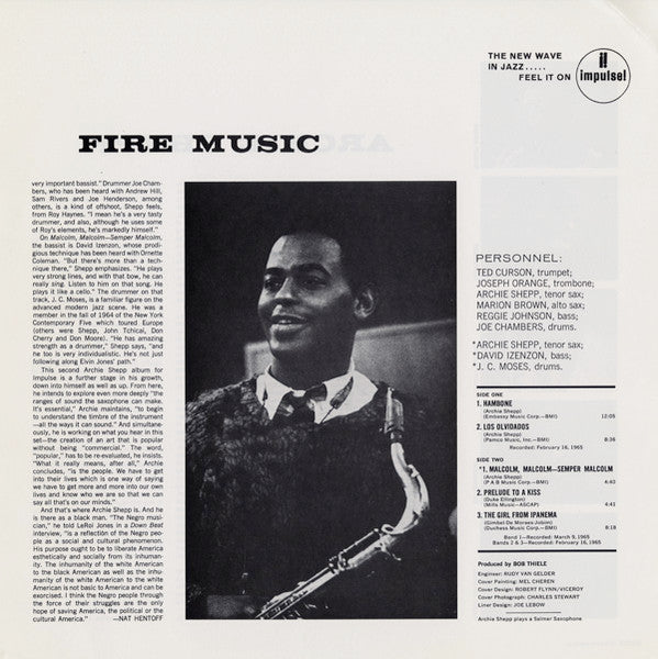 Archie Shepp : Fire Music (LP, Album, RE, RM)