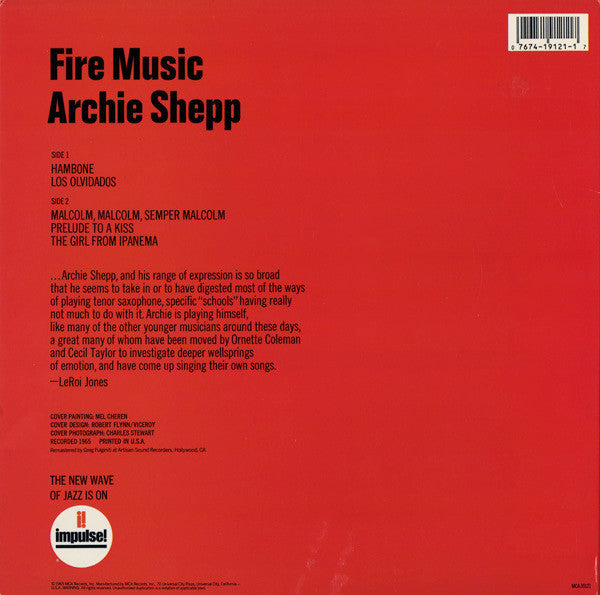 Archie Shepp : Fire Music (LP, Album, RE, RM)
