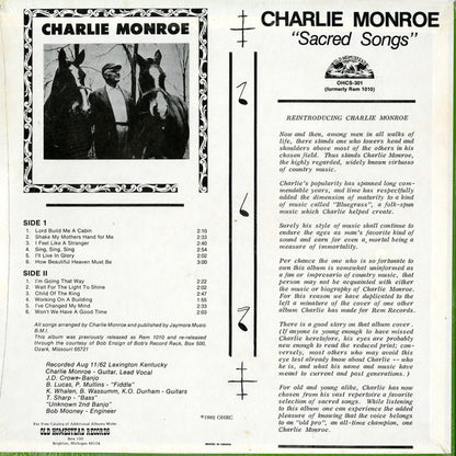Charlie Monroe : Sacred Songs (LP, RE)