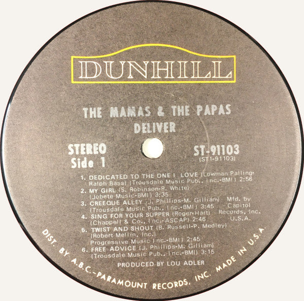 The Mamas & The Papas : Deliver (LP, Album, Club, Jac)